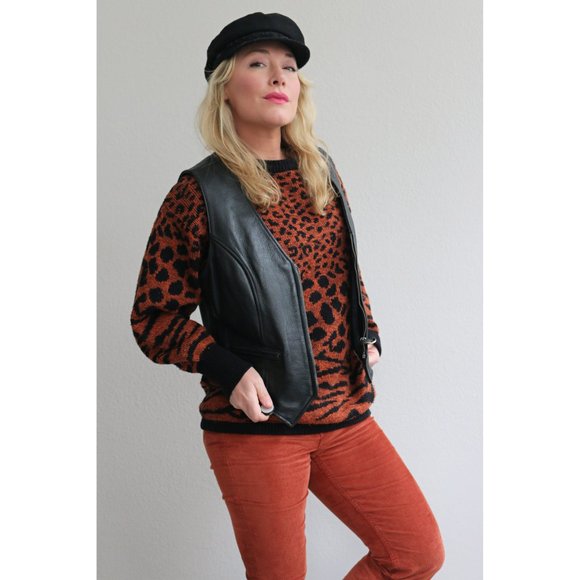 2000's Xpert Performance Gear Leather Biker Vest // Women's Size Medium to Large - Picture 1 of 8